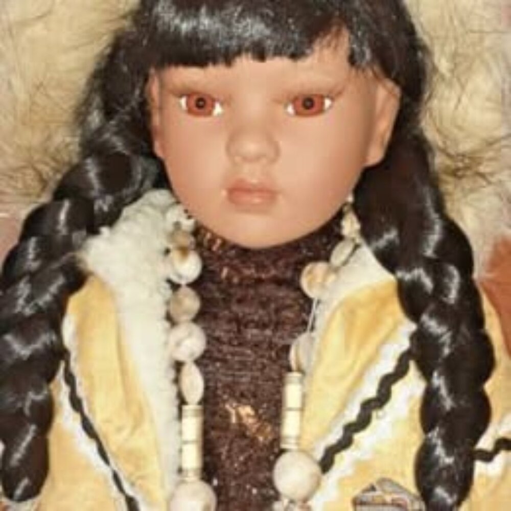 ESKIMO INUIT DOLL 24" Traditions brand Porcelain - Rare ANANA w/ Certificate